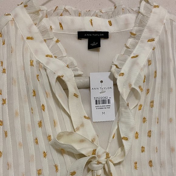 White Gold Flecked Tie-front Blouse - Picture 2 of 2